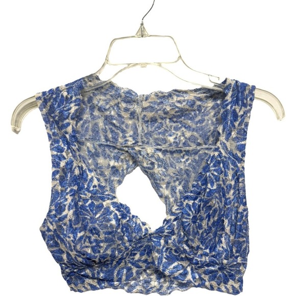 Intimately By Free People Other - Free People intimately Blue White Floral Lace pullover Bralette crop top large